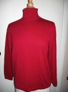 Womens Geiger Italian New Wool Crimson Red Soft Turtleneck Top Sweater