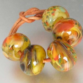 DFJ Lampwork 5 Frits Spacer Beads Autumn in Vermont SRA