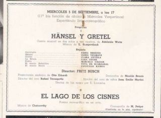 Programme Colon Theatre Opera E Brizzio Z Negroni 1945