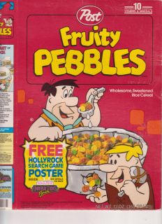 1992 Post Fruity Pebbles Cereal Box Fred and Barney Empty Flintstone