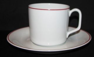 Georges Boyer Limoges BOY25 Red Trim on White Cup Saucer Set Mint
