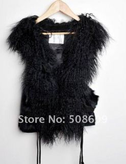 Mongolia Lamb Fur Rabbit Fur Vest gilet Coat Jacket Lady Fashion Top