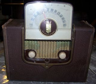 Zenith Radio G503 Portable w Tubes and Battery Pack 1950s Flip Dial