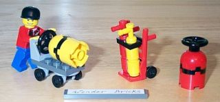 Lego Minifigure City Worker w Gas Tank Hand Truck 7848