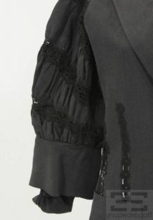 Jean Paul Gaultier Black Denim Lace Inset Blouson Sleeve Jacket 42 New