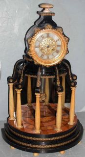 Antique French Gautier Aldinet Paris Portico 6 Column Clock Japy