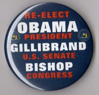  Obama Campaign Button Pin New York Bishop Gillibrand Coattail