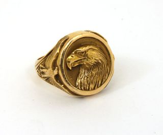  Franklin Mint 14k Golden Eagle Ring by Gilroy Roberts w Box