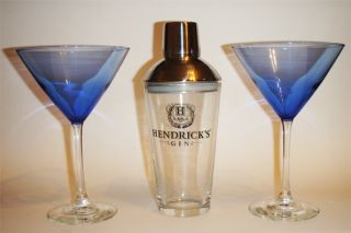 Hendricks Gin Glass Shaker and 4 Martini Glasses