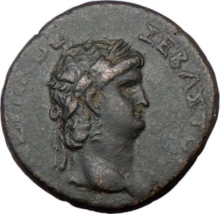 Nero and Wife Poppaea Galatia Ancient Roman Coin 62AD