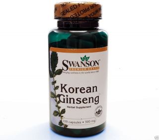 Korean Panax Ginseng Root Herbal Supplement, 100 Capsules, 500 mg