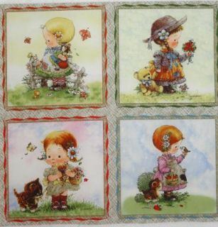 Giordano 4 Girl Doll Cat Teddy 5 5 Quilt Block Squares Butterfly Bird