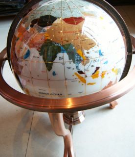 13 Gemstone World Globes Bronze Table Stand White New