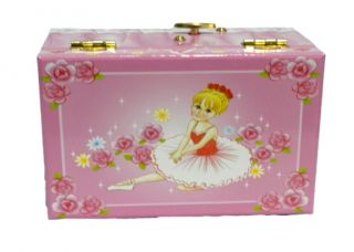 BALLET ballerina PINK rectangular jewelry MUSIC BOX girl WALTZ pink