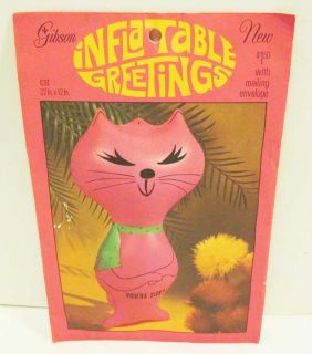 Gibson Inflatable Greetings 1960s 70s Blow Up Cat Doll Get Well Card