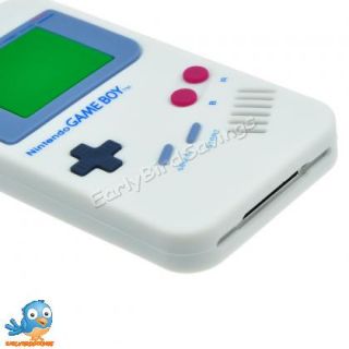White Game Boy Style Silicone Case Cover Skin for iPhone 4 and 4S 4GS