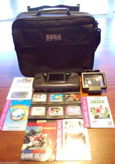 Sega Game Gear Bundle Complete W System Carrying Case 6 Games Mag