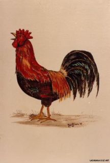 Oils Bantam Rooster by Lois Given Very RARE 1987 Vintage Pen N Ink