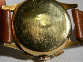 Vintage Swiss Gigandet Wakmann 18K Solid Gold Chronograph 17J Watch 2
