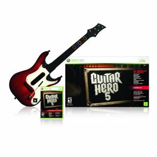 Brand New Xbox 360 Guitar Hero 5 Game Wireless Guitar Bundle Kit