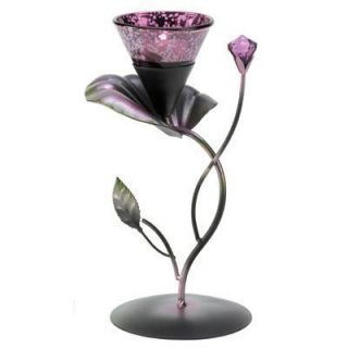 Lilac Lily Pad Tealight Holder Iron Glass Candleholder New