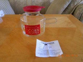  Catamount Flameware Glass Microwave Cookware Corn Popper Popcorn Maker