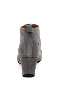 Gentle Souls Ridgual Grey Leather Ankle Boot Front Zipper Bootie
