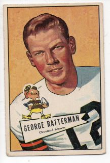 1952 Bowman Large 111 George Ratterman Cleveland Browns