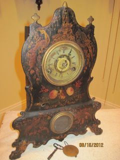 Antique George B Owen Iron Face Clock Alarm Circa 1860