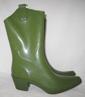 Rubber Rain Green Cowboy Garden Boots Shoes Womens 6 8