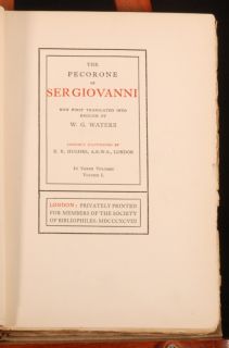 1898 3 Vols Novel Pecorone Ser Giovanni Fiction Limited