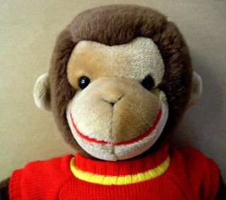 Curious George 18 Gund Plush Stuffed Toy Monkey Red Knit Sweater 1990