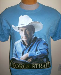 George Strait Face Blue Adult T Shirt Size x Large