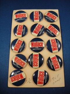 DEALER LOT 14 1 GEORGE WALLACE FOR PRESIDENT IAL CELLULOID PINS