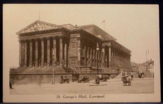 St Georges Hall Liverpool England UK Horse Carts Antique Postcard