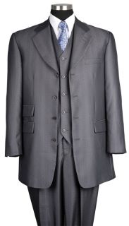 New Mens 3 piece 4 button Milano Moda Suit with Matching Vest