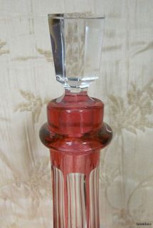  Cut Glass Cranberry Bohemian Czech Glass Cut to Clear Decanters