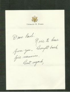 President Gerald R Ford Hand Written Letter Reporter
