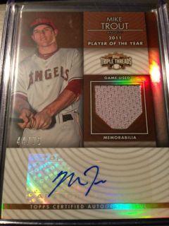 2012 Topps Triple Threads Mike Trout Relic Auto 44 75