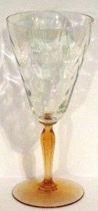fostoria glass amber stem 5093 iridescent loop optic bowl