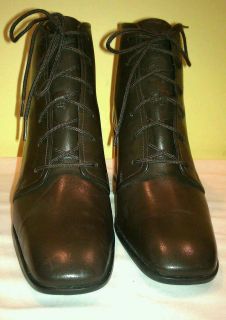 Womens Sz 8M Rockport Leather Lace Up Ankle Boots in Brown w Stack