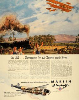 1940 Ad Martin Airplane 1912 Air Express Newspaper   ORIGINAL
