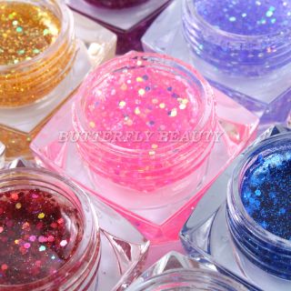 12 Color Glitter UV Gel Nail Art with UV Lamp Gel R301