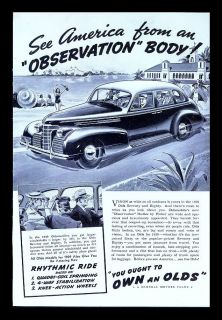 1939 Oldsmobile See America from An Observation Body Print Ad