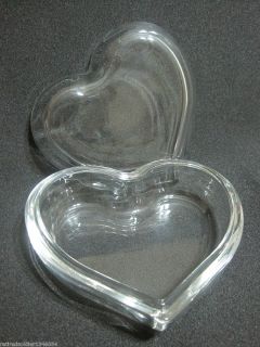 NEW Clear Glass Valentine Heart Shaped Covered Dish w/ Lid Candy