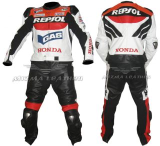 Honda Repsol Gas Mens Two Piece motorbike Leathers Suit