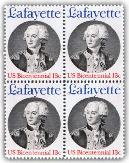 Marquis de Lafayette on U s Postage Stamps from 1977