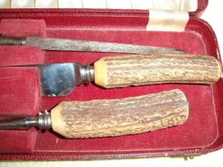 Vintage Gimbel Brothers Genuine Stag Horn Carving Set; Sheffield