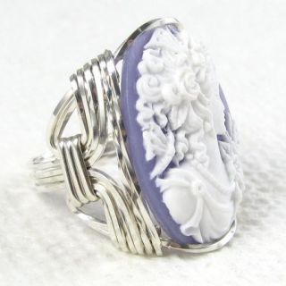 Grecian Goddess Butterfly Cameo Ring Sterling Silver