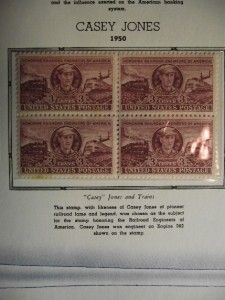 1950 3 Cent Mint Condition Casey Jones Other Stamps 3 Perfect Blocks